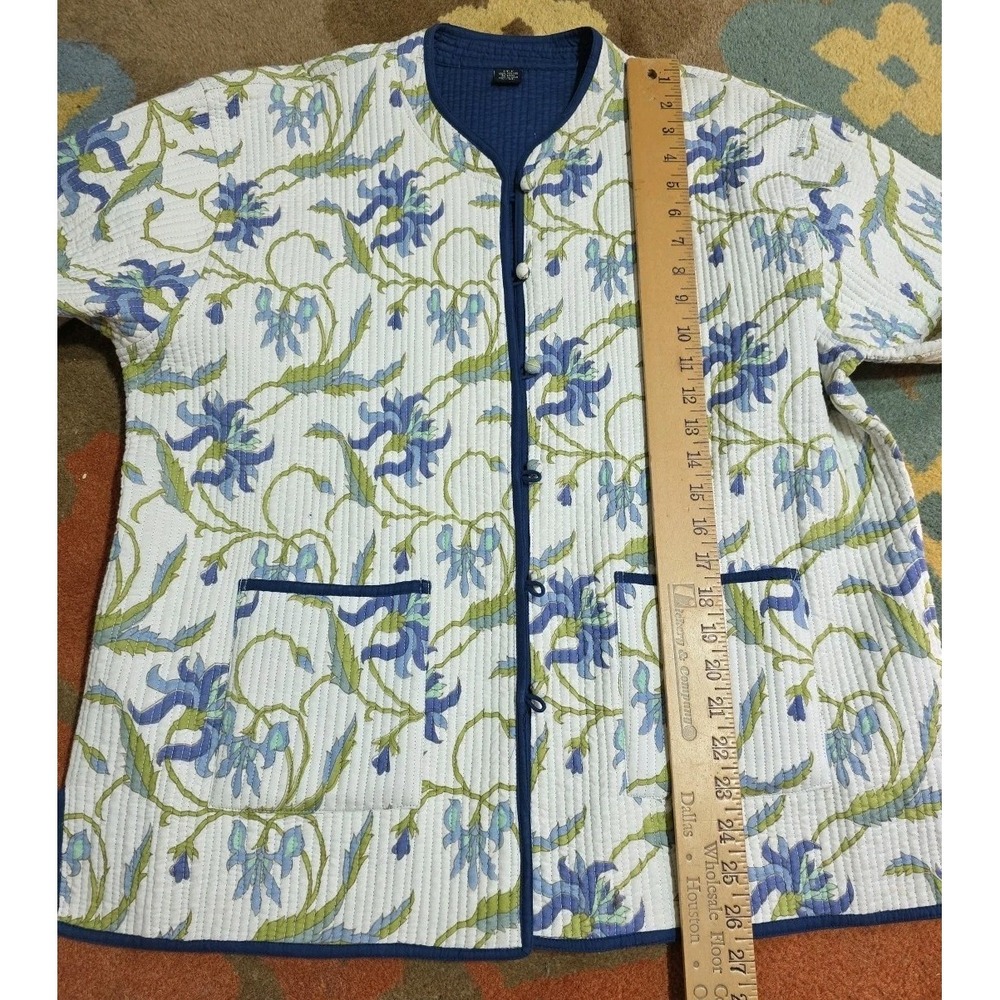 I.T.F. Reversable Quilted Jacket‎ Size L/XL Blue Floral Cottage Core - Picture 8 of 8